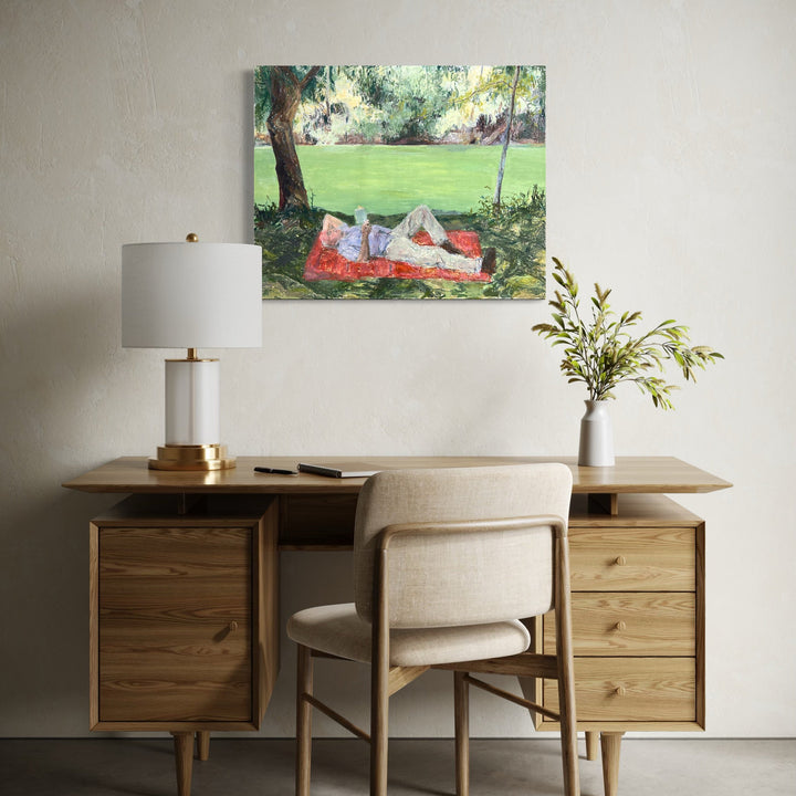 The artwork, Andy sur Seine, by Catherine Webb, displayed in a room.