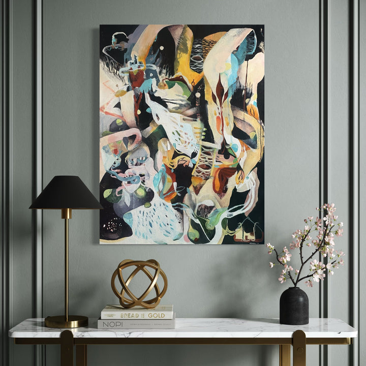 The artwork, Another Hidden World, by David Louis Cintron, displayed in a room.