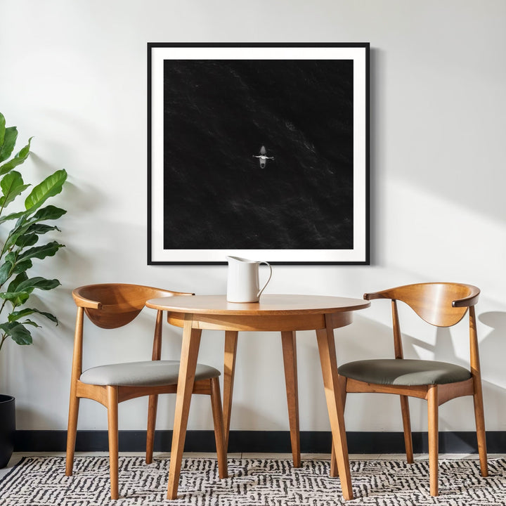 The artwork, As I Wait, by Dennis Maida, displayed in a room.