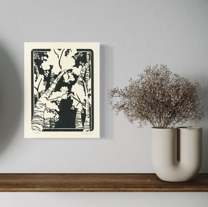 The artwork, Aspens, by Ashley Ranae Quick, displayed in a room.