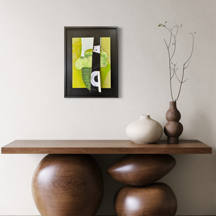 The artwork, Assemblage Series 01, by Jose Johann Bitancor, displayed in a room.