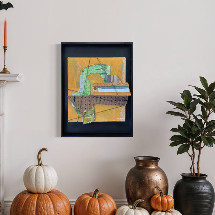 The artwork, Assemblage Series 03, by Jose Johann Bitancor, displayed in a room.