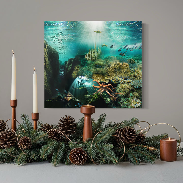 The artwork, Atlantis, by Nash Bellows, displayed in a room.