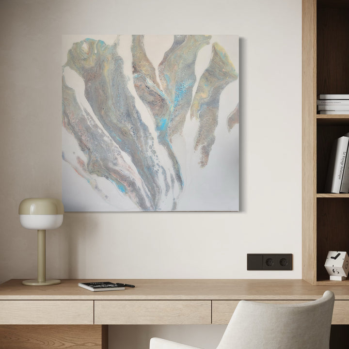 The artwork, Avalanche, by Swann Freslon, displayed in a room.