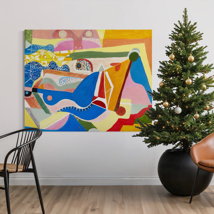 The artwork, BLUE ROCK, by Lisa Warren, displayed in a room.