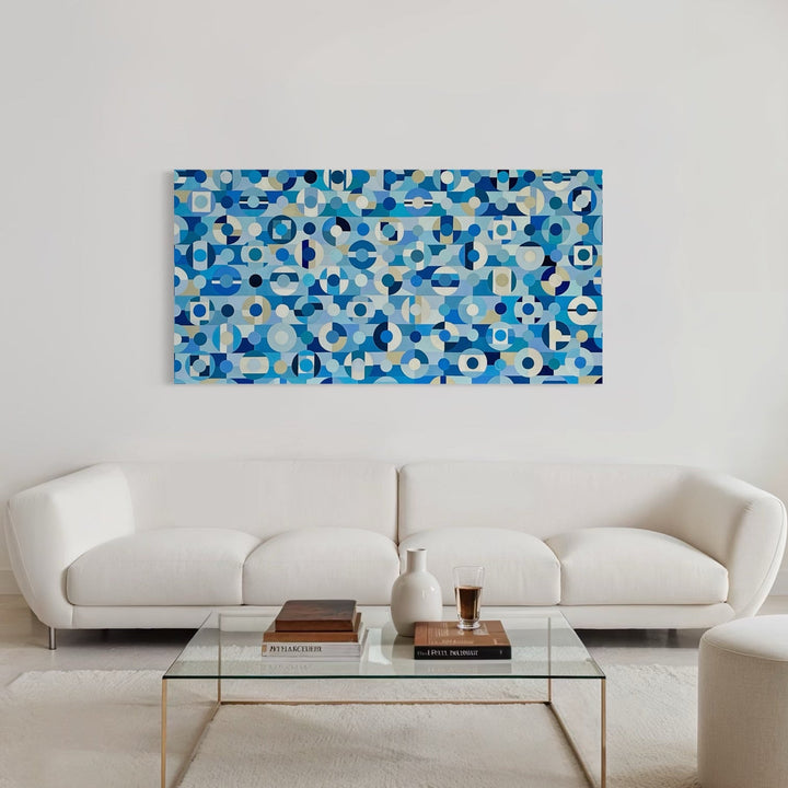 The artwork, Baby Blue Eyes, by Benna Holden, displayed in a room.