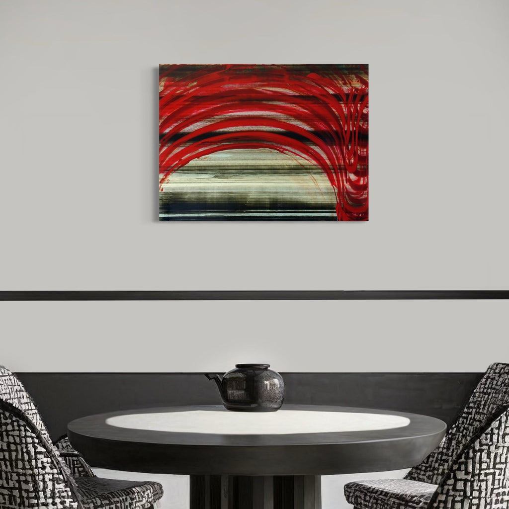 The artwork, Babylon Drifter 01, by John Cox, displayed in a room.
