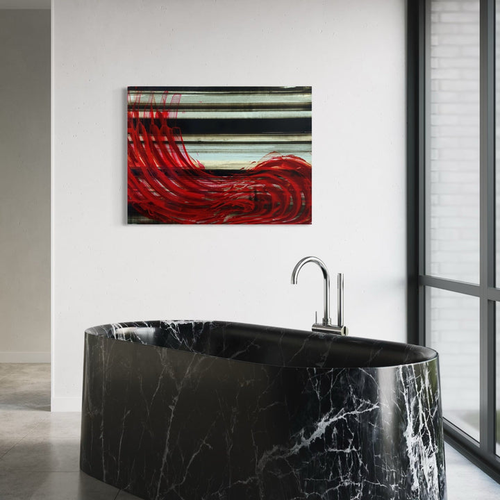 The artwork, Babylon Drifter 04, by John Cox, displayed in a room.