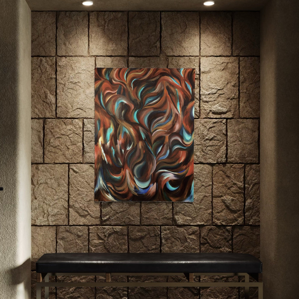 The artwork, Beautifully Fleeting, by Kim Rosebud, displayed in a room.