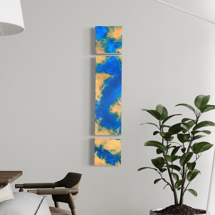 The artwork, Between Worlds, by Anne Cherubim, displayed in a room.