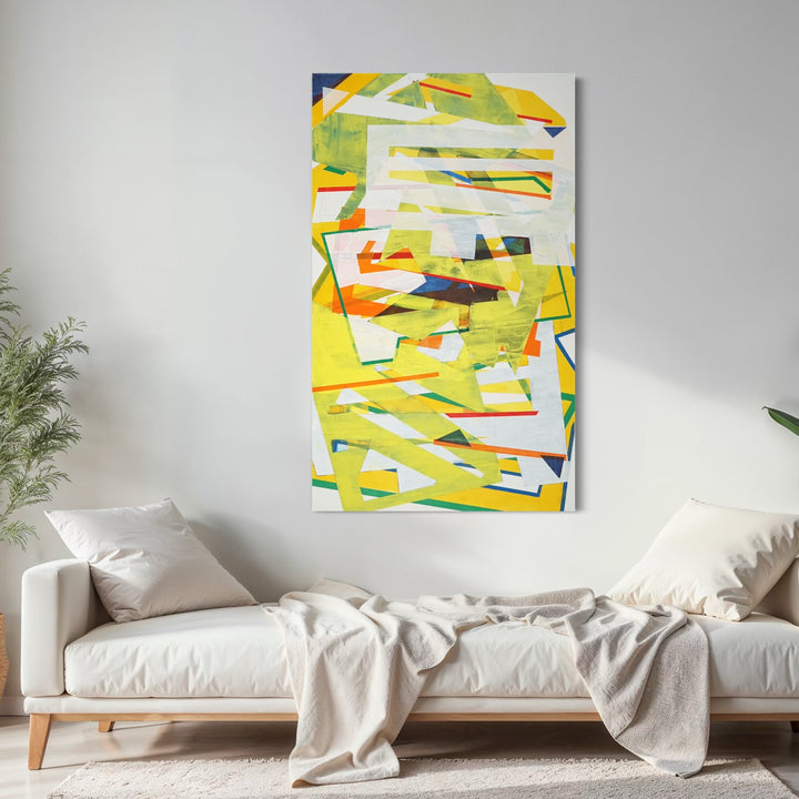 The artwork, Big Yellow, by Lisa Petker Mintz, displayed in a room.
