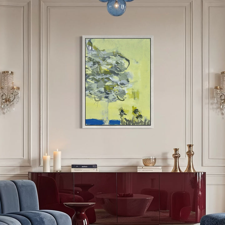 The artwork, Blowin' in the Wind, by Leslie Thornton, displayed in a room.