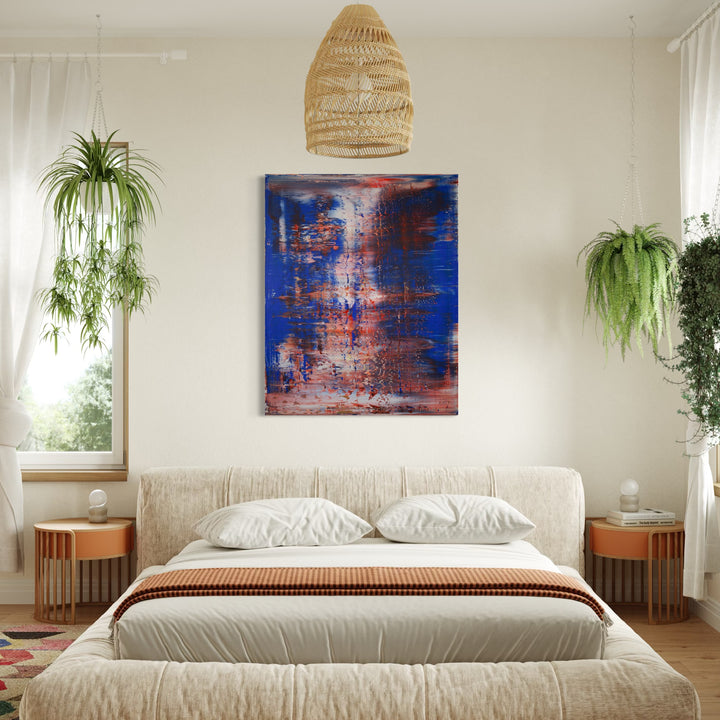 The artwork, Blue, by Harry Moody, displayed in a room.
