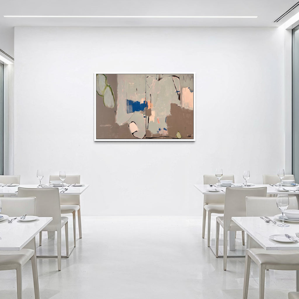 The artwork, Blue Odyssey, by Leslie Thornton, displayed in a room.