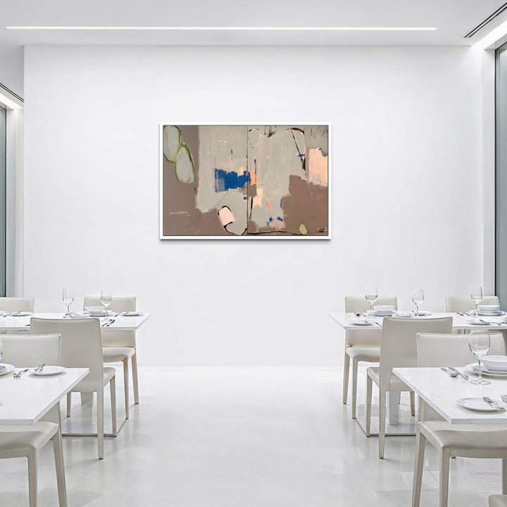 The artwork, Blue Odyssey, by Leslie Thornton, displayed in a room.