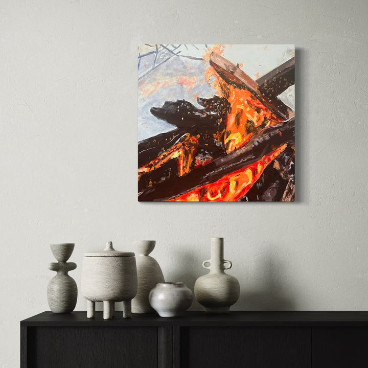 The artwork, Bonne Fire, by Robert Dec, displayed in a room.