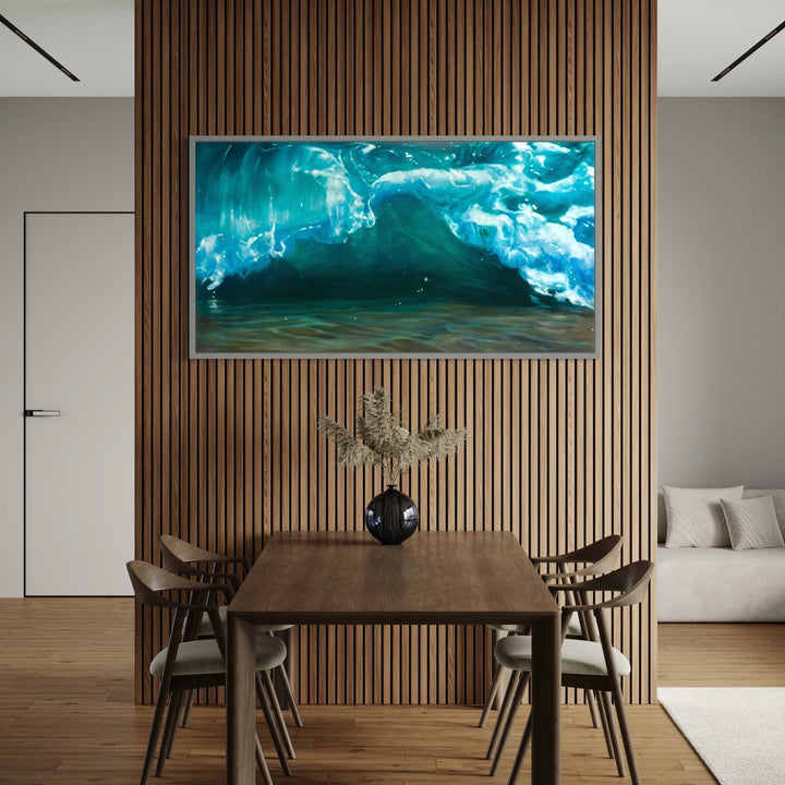 The artwork, Breaker, by Regina Miele, displayed in a room.