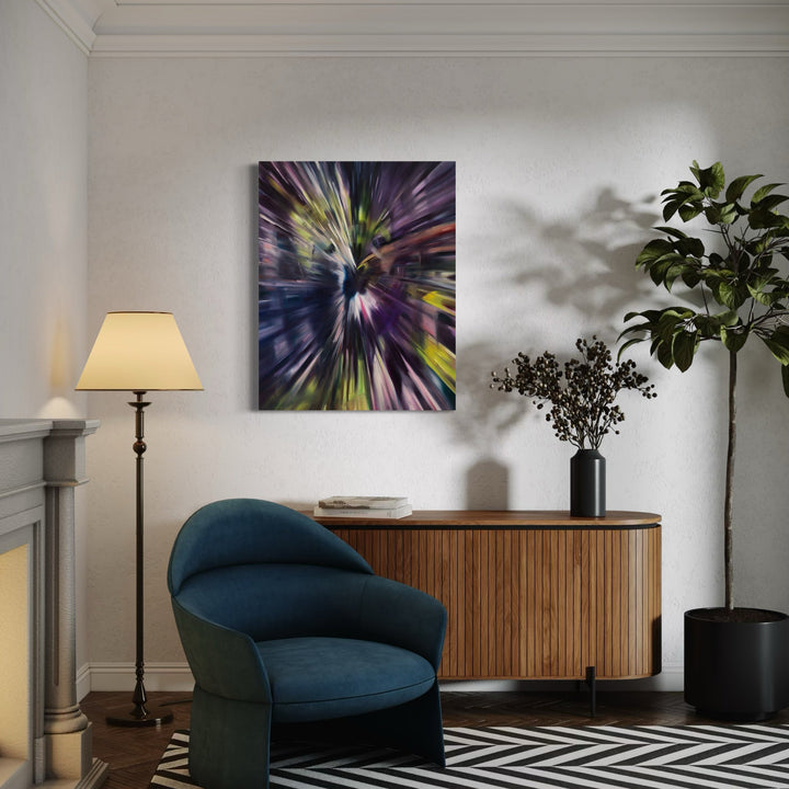 A photo of the artwork Bullet in the Blue Sky II, by Ketta Ioannidou, hanging on a wall.