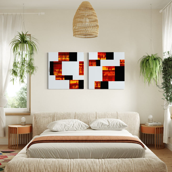 The artwork, Burn & Lap 02, by John Cox, displayed in a room.