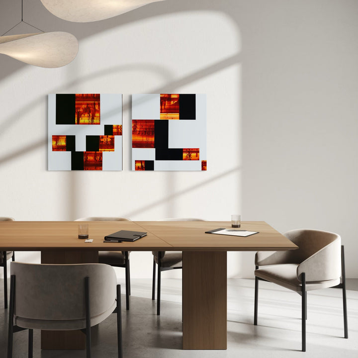 The artwork, Burn & Lap 03, by John Cox, displayed in a room.