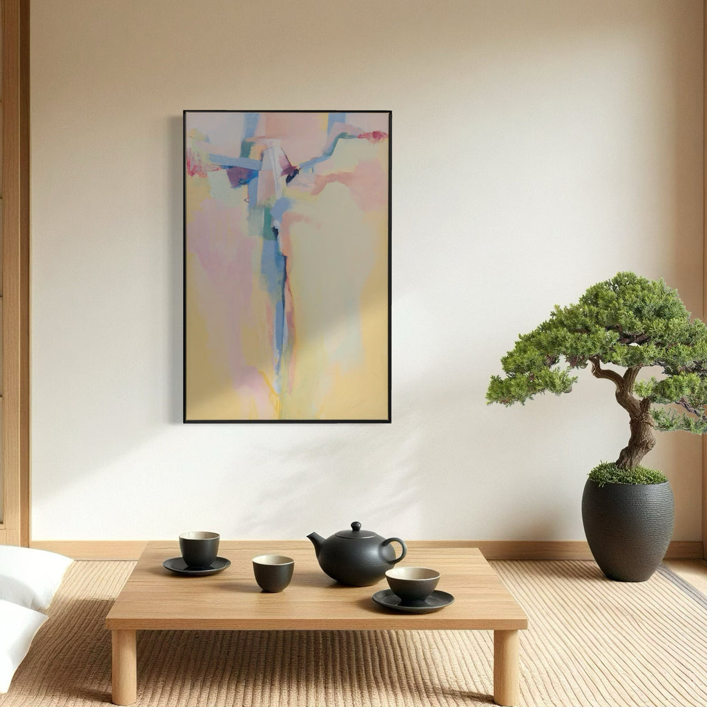 The artwork, Buy Bewilderment, by Ann Flemings, displayed in a room.