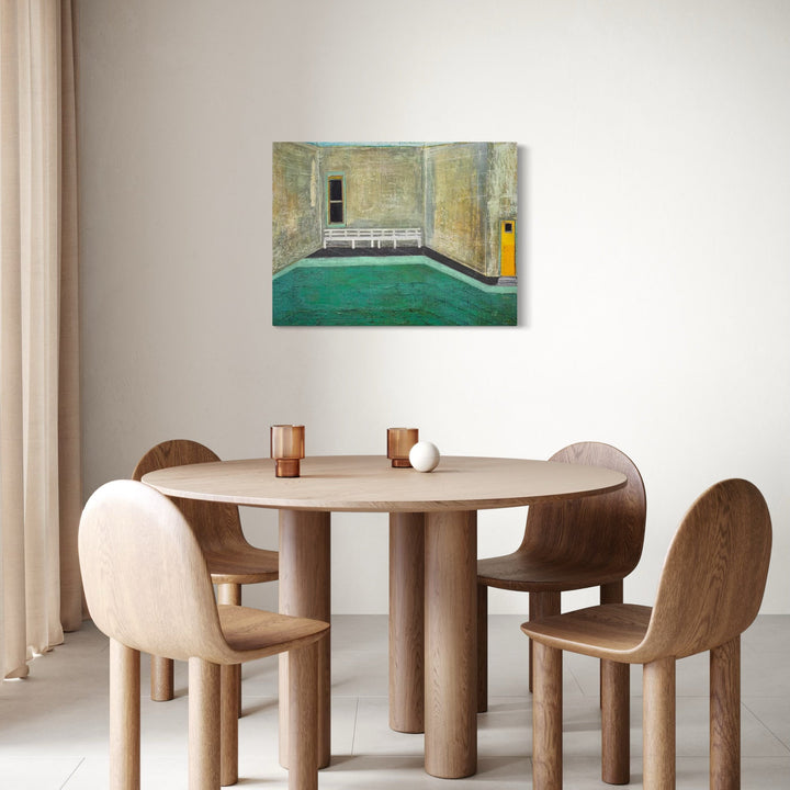 The artwork, CLOSING IN, by Dobee Snowber, displayed in a room.