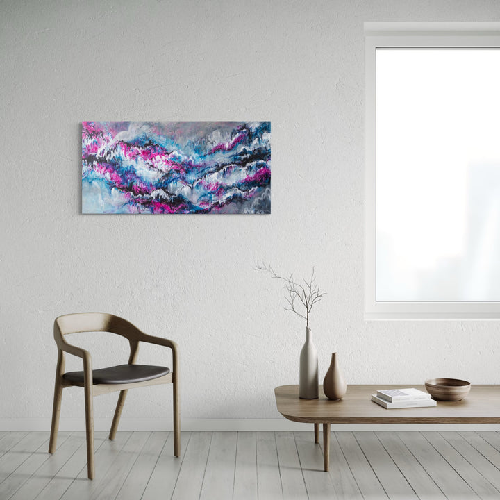 The artwork, Candy Clouds, by Betsy Becher, displayed in a room.