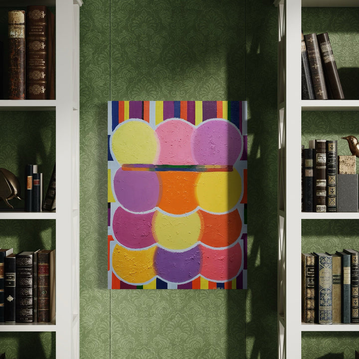 The artwork, Carnival, by Jade Chan, displayed in a room.