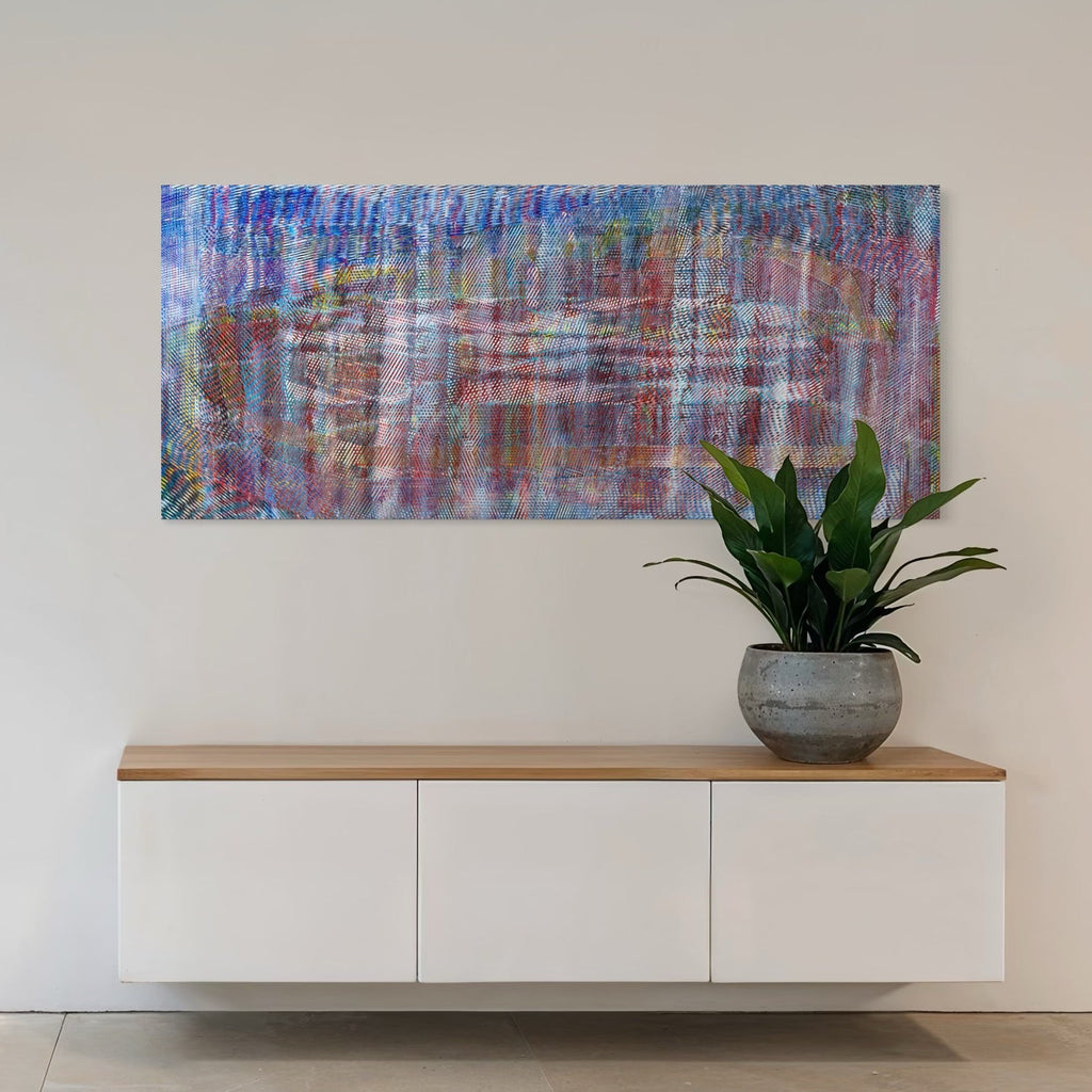 The artwork, Caught Up, by Elyce Abrams, displayed in a room.