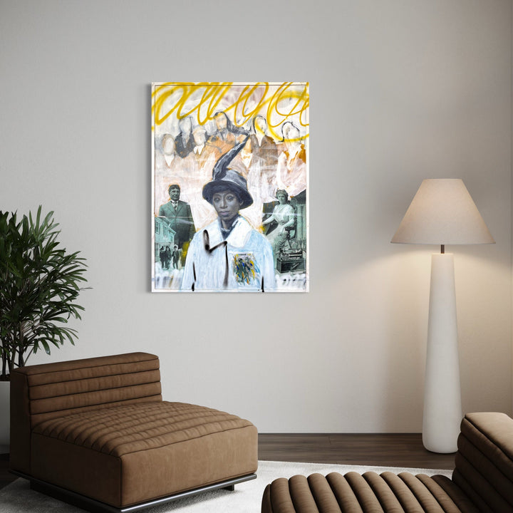 The artwork, Celia Coleman, by Chris Baily, displayed in a room.