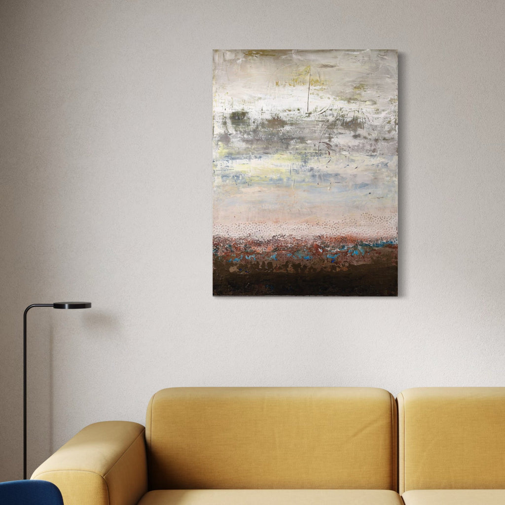 The artwork, Cheap Thrills I of II, by Deborah Chaney, displayed in a room.