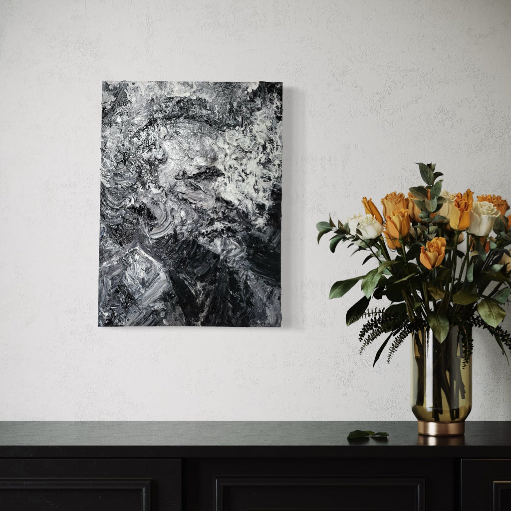 The artwork, Chuck B, by Roger Hsia, displayed in a room.