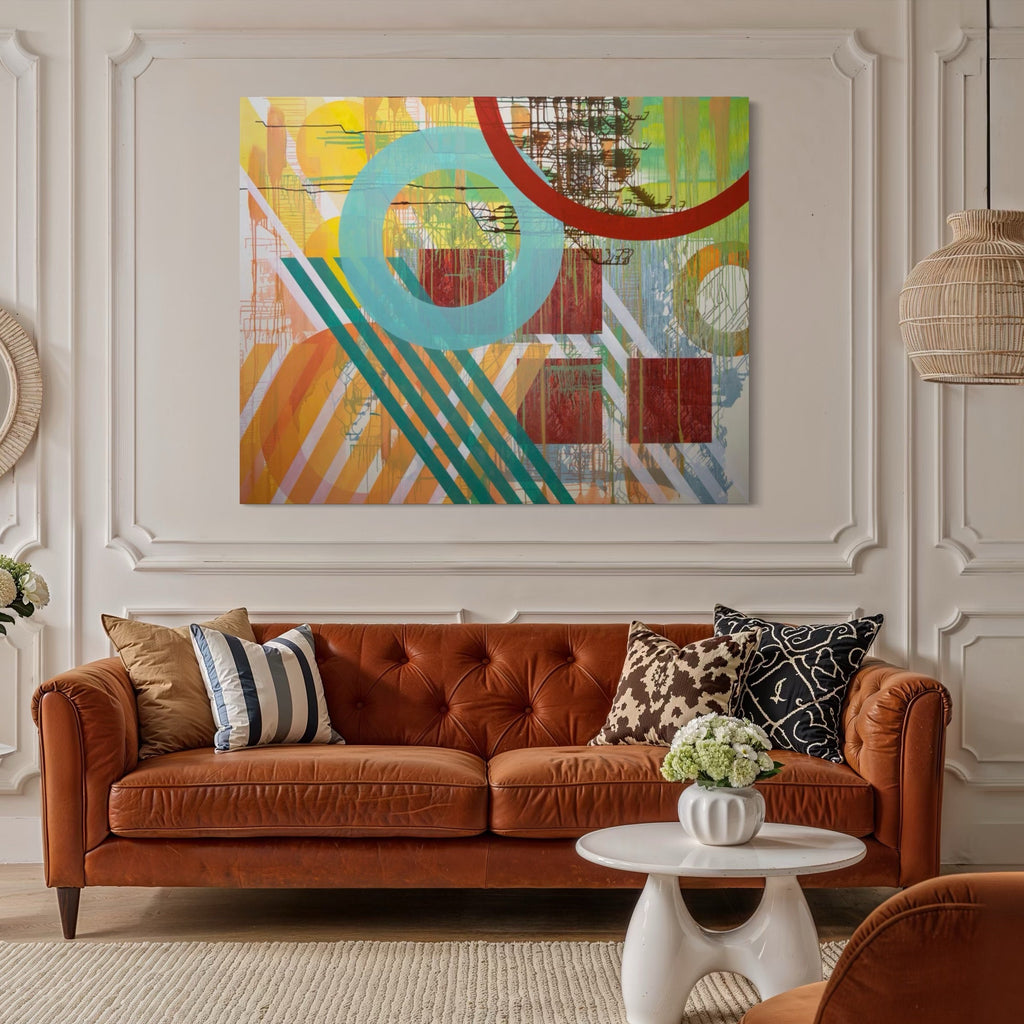 The artwork, Circuit, by Linda Schmidt, displayed in a room.