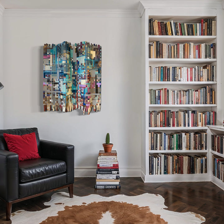 The artwork, City Life, by Shiri Phillips, displayed in a room.