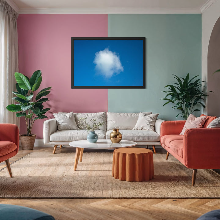 The artwork, Clouds, by Steve Edson, displayed in a room.