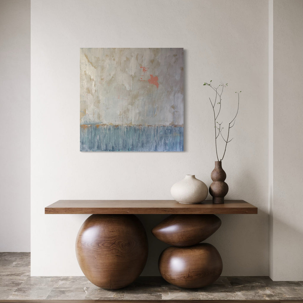 The artwork, Coastal View, by Tammy Kushnir, displayed in a room.