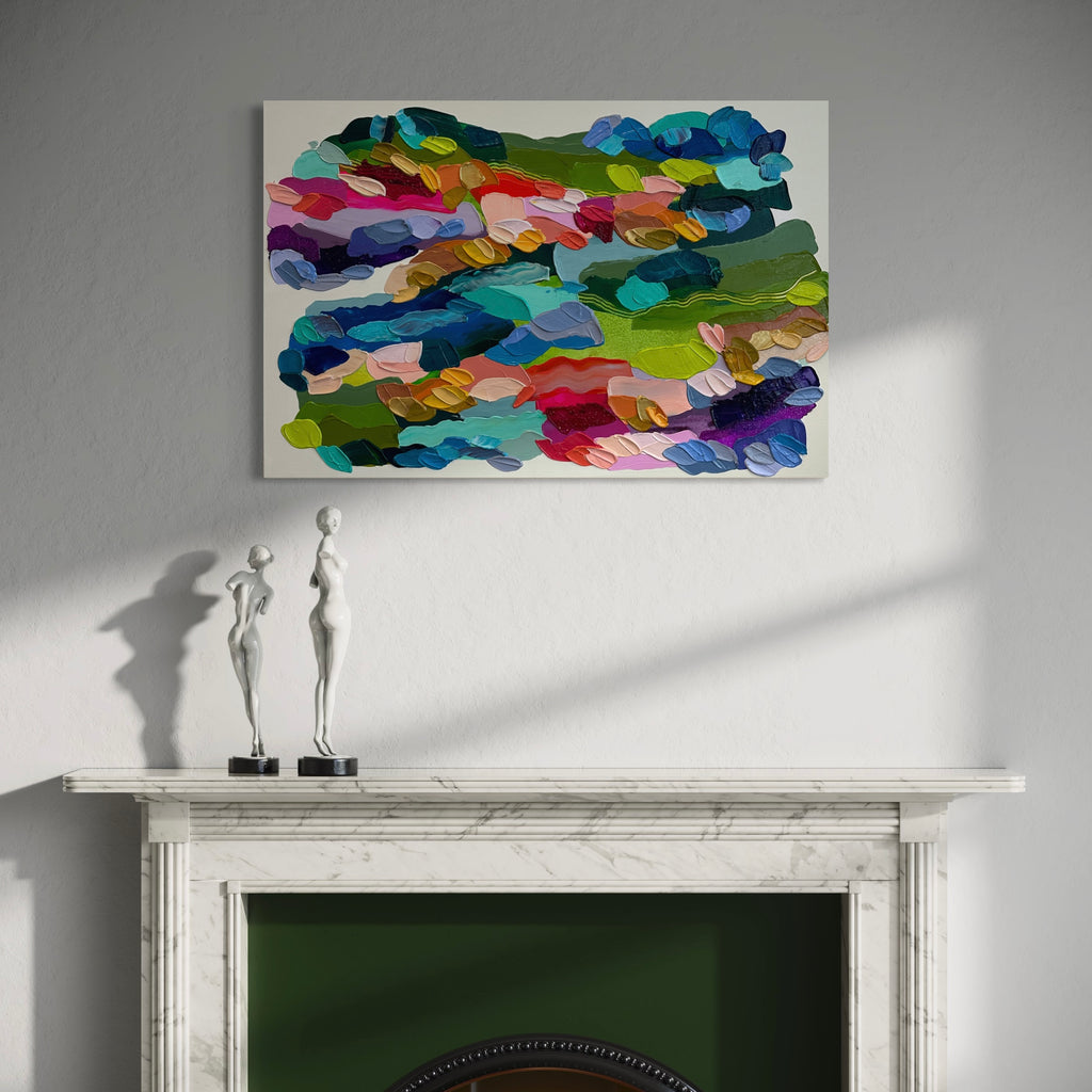 The artwork, Color Field, by Shiri Phillips, displayed in a room.