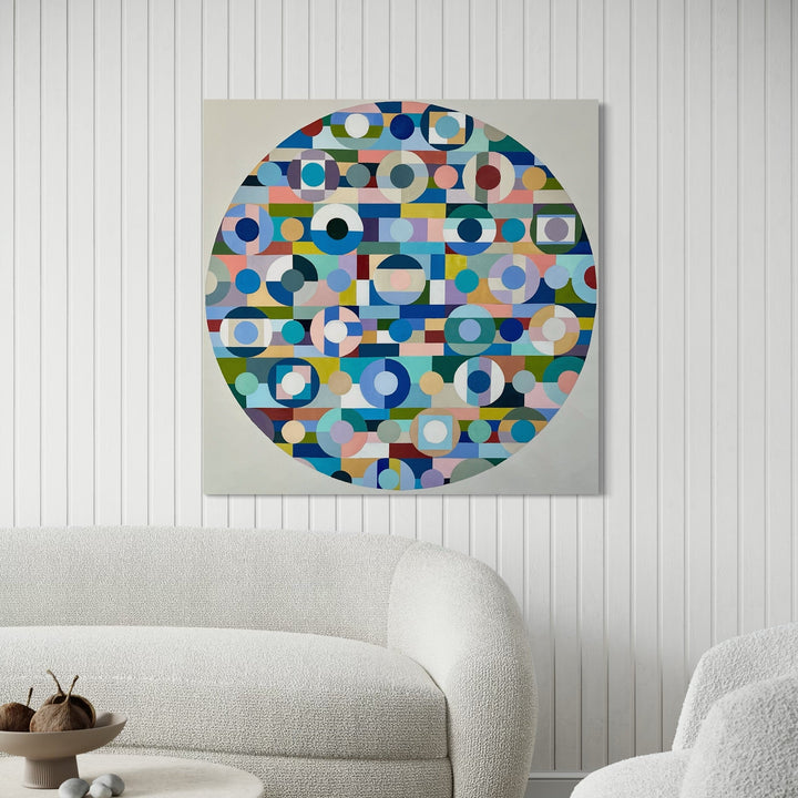 The artwork, Come Full Circle, by Benna Holden, displayed in a room.
