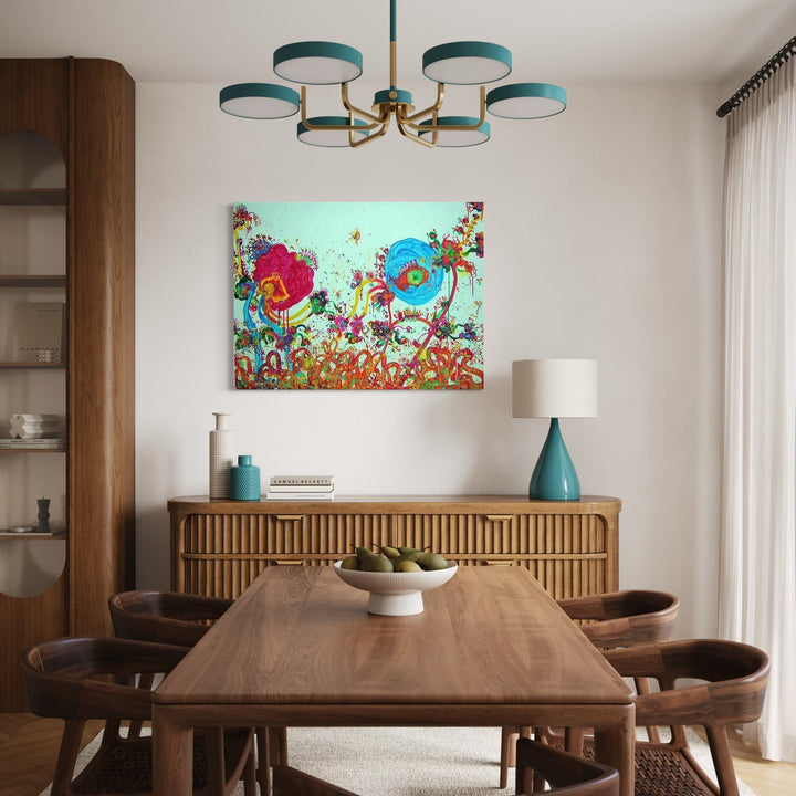 The artwork, Conversation with Nature, by Avani Patel, displayed in a room.