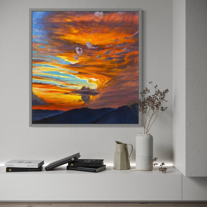 The artwork, Cortona, by Regina Miele, displayed in a room.