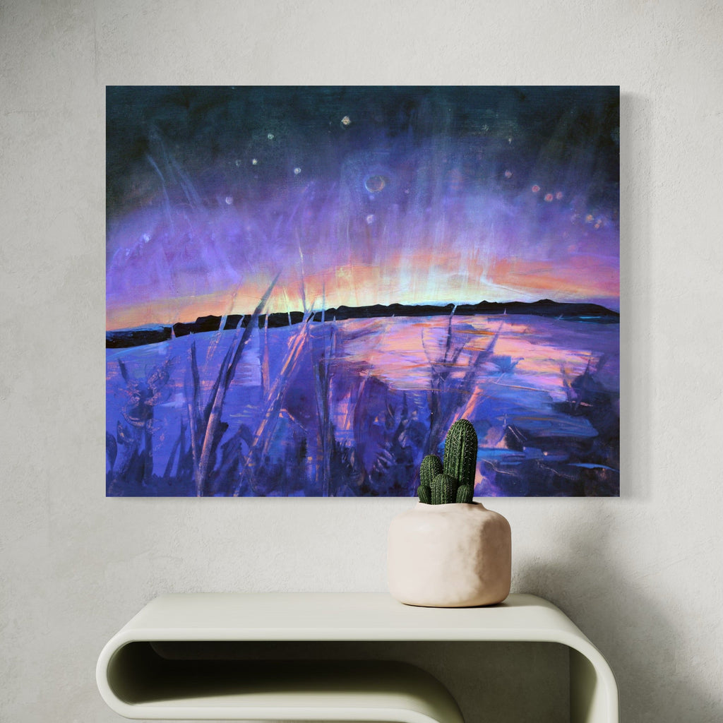 The artwork, Cosmic Contemplation, by Carla Forrest, displayed in a room.