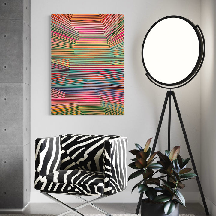 The artwork, Covering With Memories, by Elyce Abrams, displayed in a room.