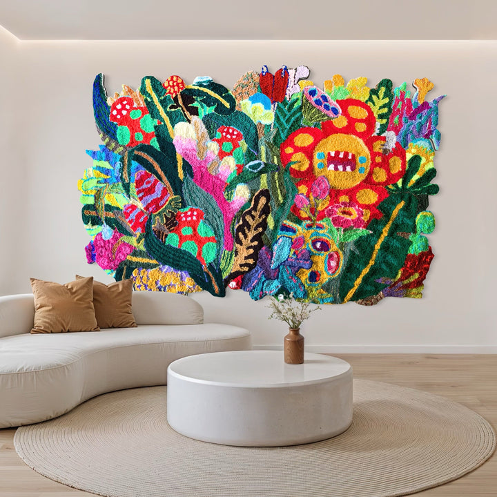 The artwork, Curiouser and Curiouser, by James Hsieh, displayed in a room.