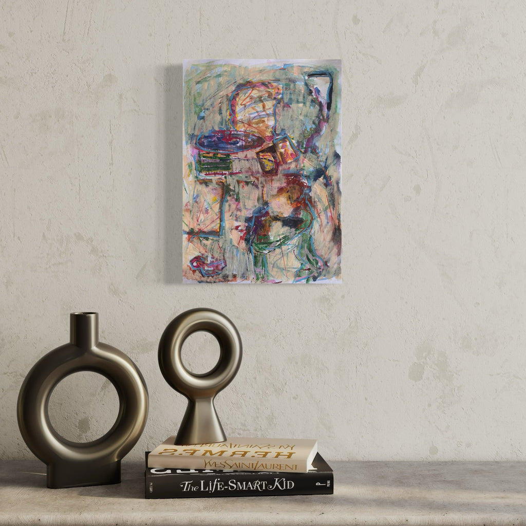The artwork, Dance with the turntable, by Dionysia Adamopoulou, displayed in a room.