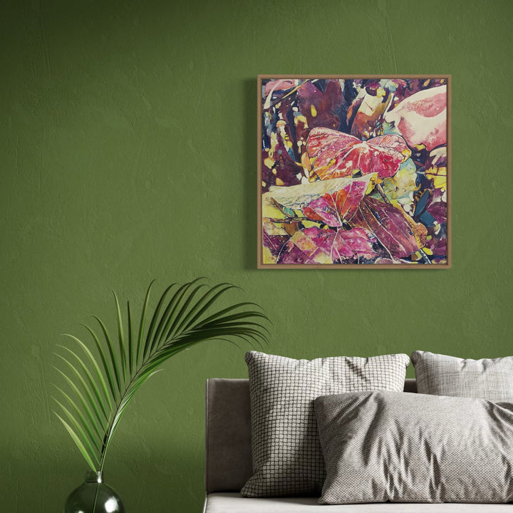 The artwork, Denver Botanic Garden, by Jane E. Skafte, displayed in a room.