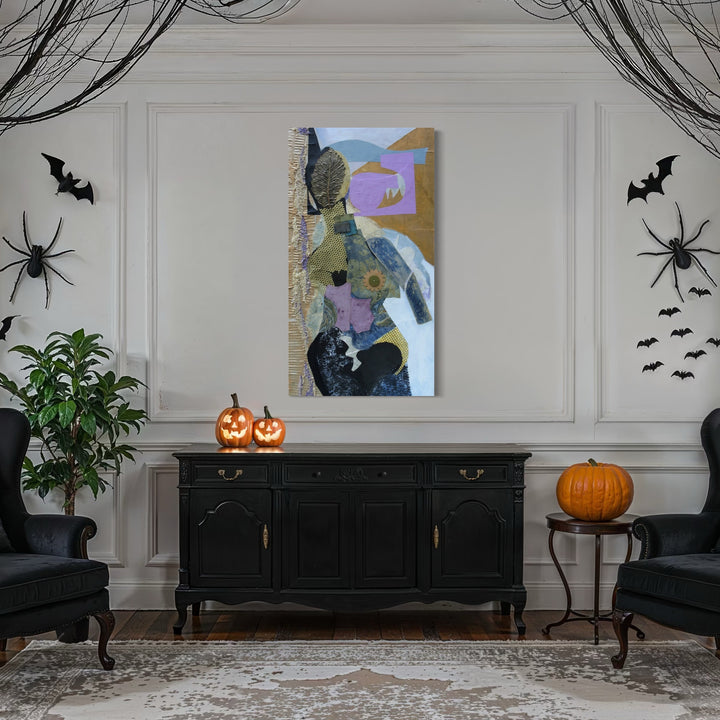 The artwork, Desire to Transcend, by Mona Dworkin, displayed in a room.
