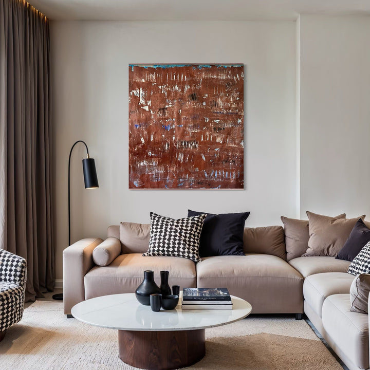 The artwork, Directions to Earth 1, by Albion Vu, displayed in a room.