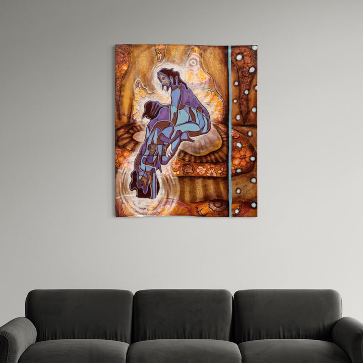 The artwork, Diving Into My Narcissism (And Everything Else I Can't See), by Laurie Shapiro, displayed in a room.