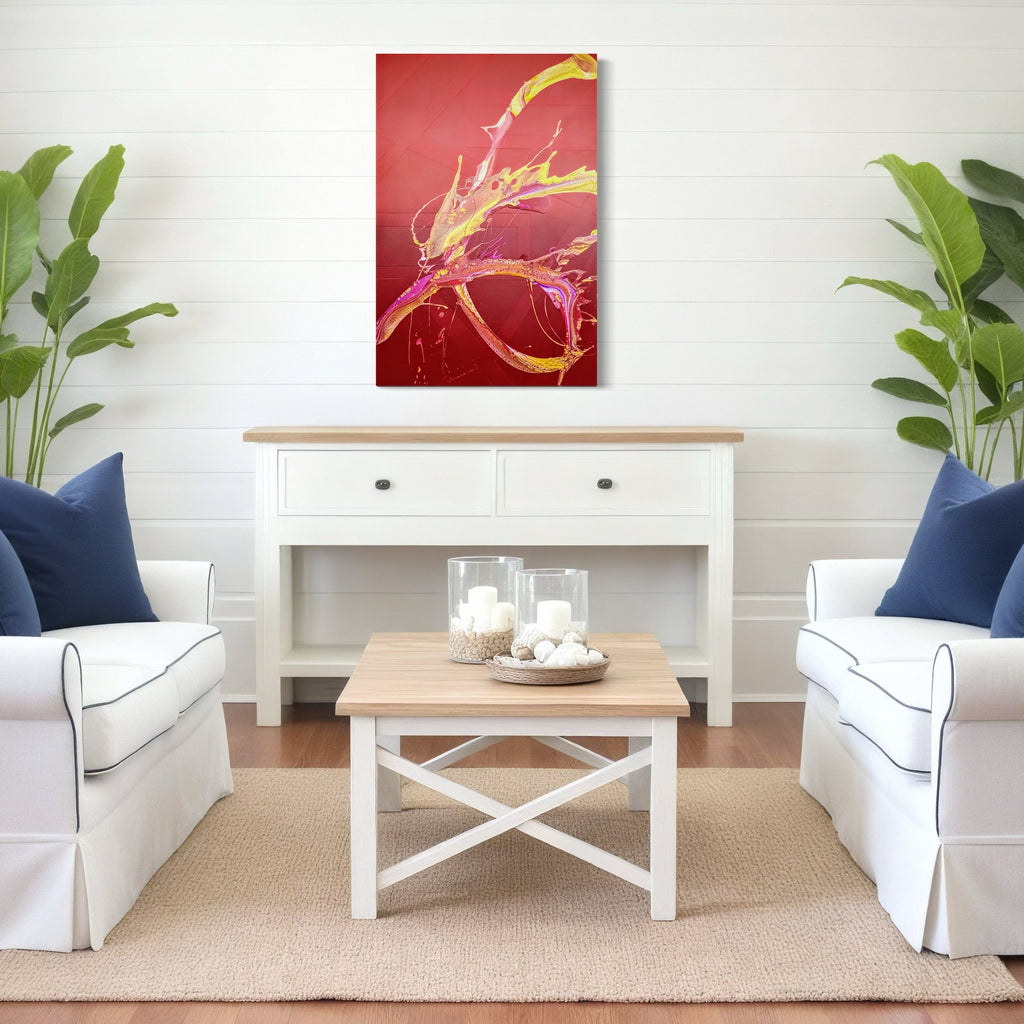 The artwork, Dragon at Dusk, by Nicholas Franklin, displayed in a room.