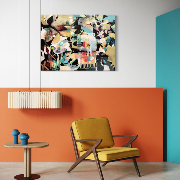 The artwork, Dream Plateau, by David Louis Cintron, displayed in a room.
